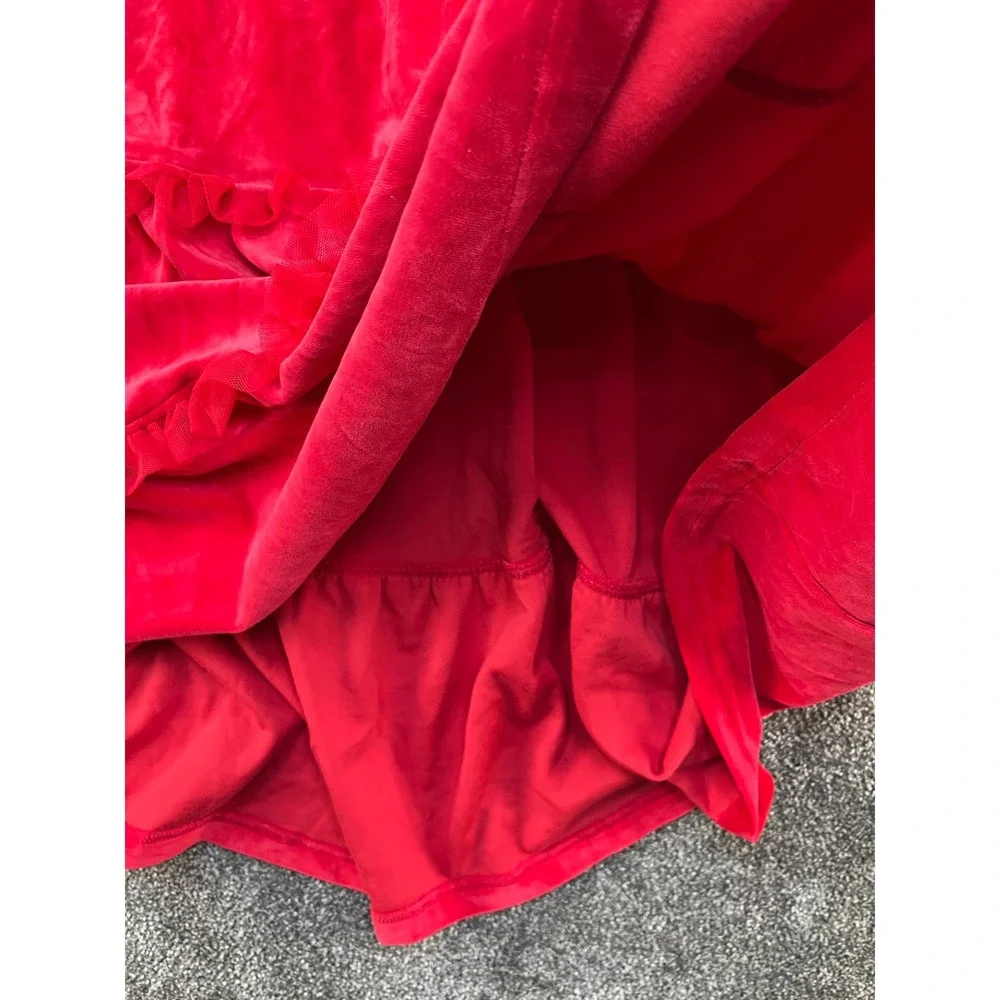 Hanna Andersson Red Velvet Tiered Ruffle Dress Girls Size‎ 150 Long Sleeve NEW